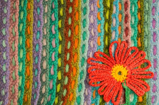 Handmade knitting wool texture background closeup needlework