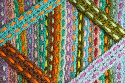 Handmade knitting wool texture background closeup needlework