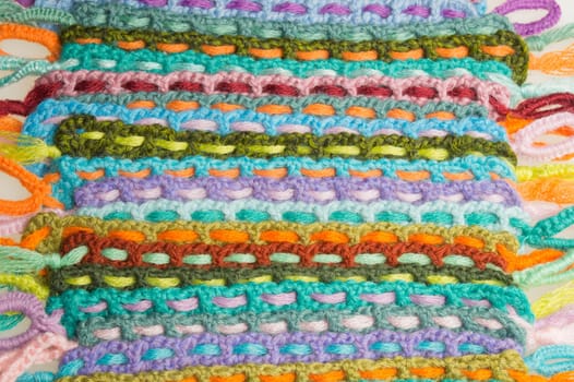 Handmade knitting wool texture background closeup needlework