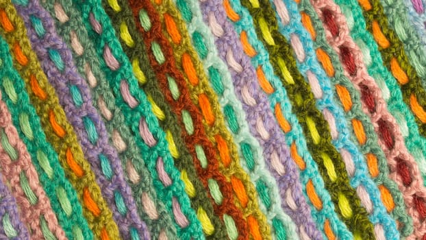 Handmade knitting wool texture background closeup needlework