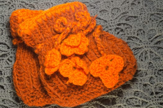 Handmade knitting wool texture background closeup needlework