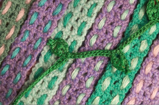 Handmade knitting wool texture background closeup needlework