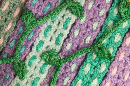 Handmade knitting wool texture background closeup needlework