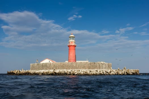 The Kolka lighthouse is on an artificial island in six kilometres from Kolkasrags.