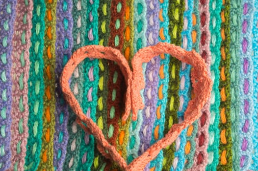 Handmade knitting wool texture background closeup needlework