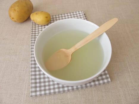 Dumpling broth, murky cooking water from potato dumplings