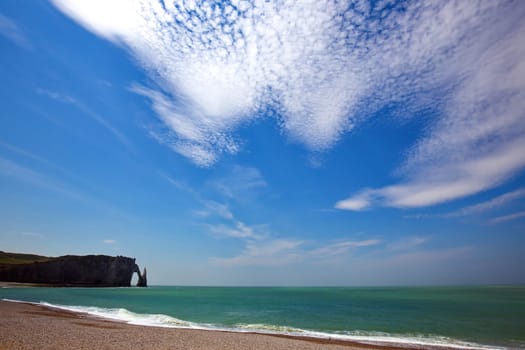 Etretat on the coast of France with wonderful landscapes