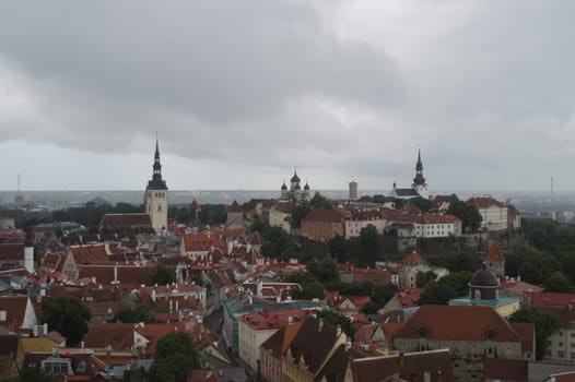 Cityscape with old castle towers of Tallinn Estonia