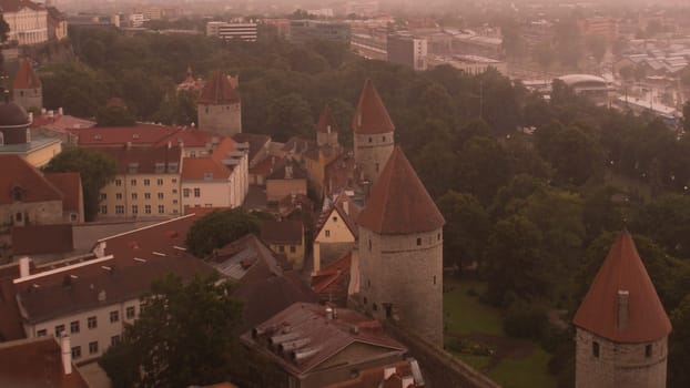 Cityscape with old castle towers of Tallinn Estonia