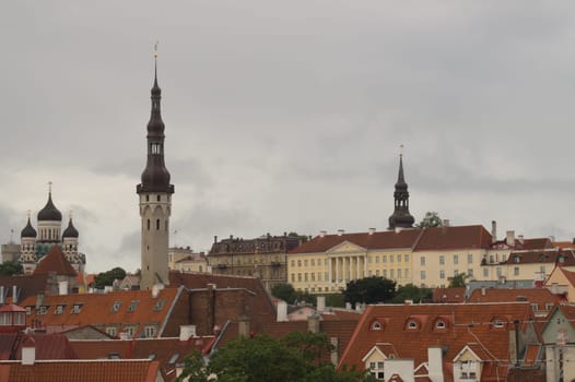 Cityscape with old castle towes of Tallinn Estonia
