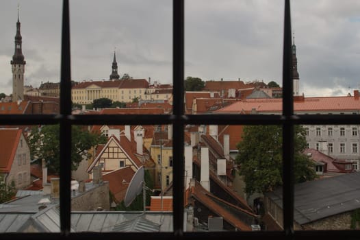Cityscape with old castle towes of Tallinn Estonia