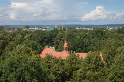 Cityscape with old castle towes of Tallinn Estonia