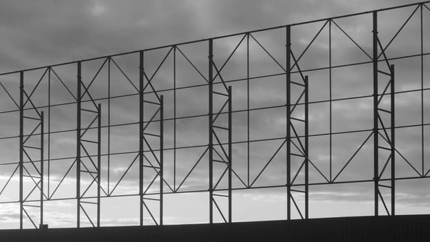 Industrial metal construction black and white background