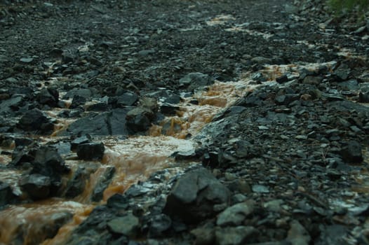 Mountain dirt road with a creek