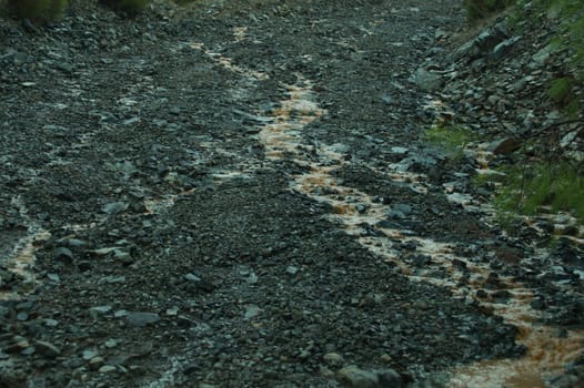 Mountain dirt road with a creek