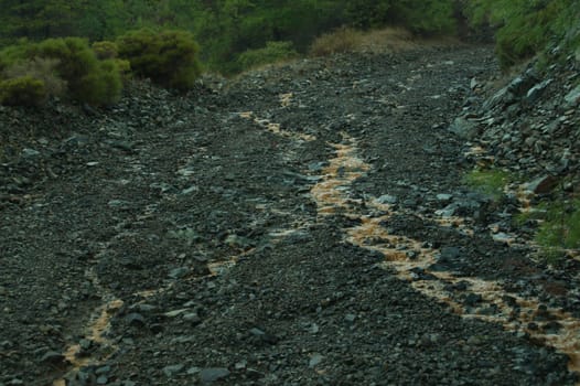 Mountain dirt road with a creek