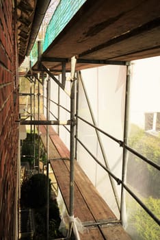 Scaffolding on a house wall