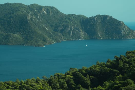 Landscape with the mountains and the sea