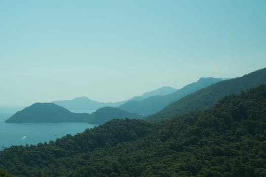 Landscape with the mountains and the sea
