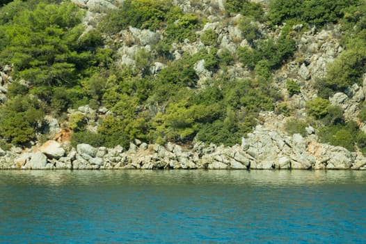 Mountain and sea coastline background