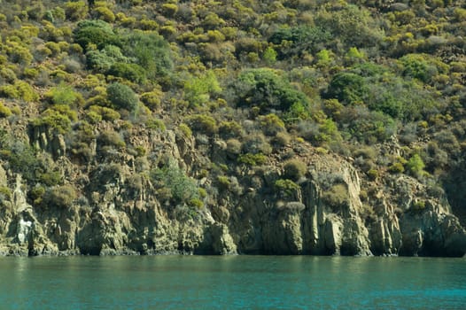 Mountain and sea coastline background