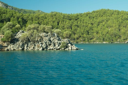 Mountain and sea coastline background
