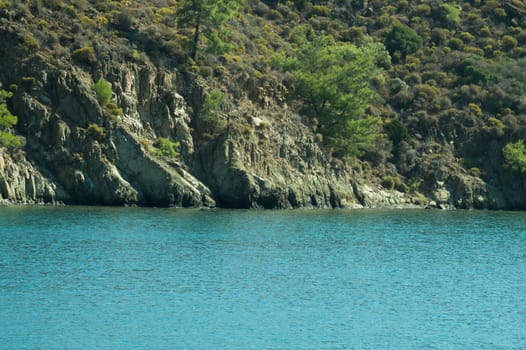 Mountain and sea coastline background