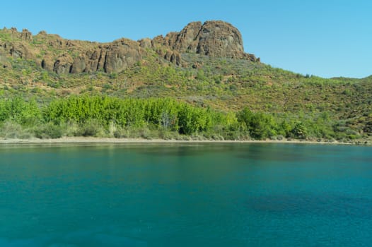 Mountain and sea coastline background