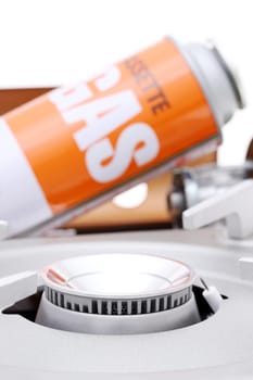 portable gas stove on white background