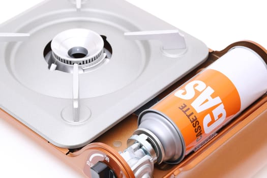portable gas stove on white background