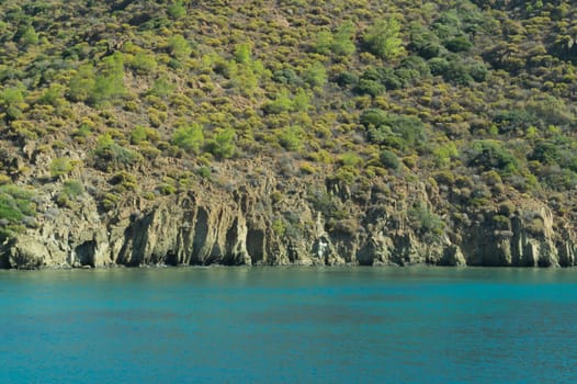 Mountain and sea coastline background