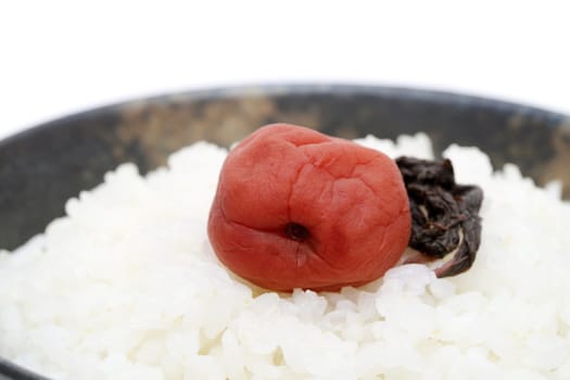 Japanese food, Umeboshi pickled salt plum on white rice