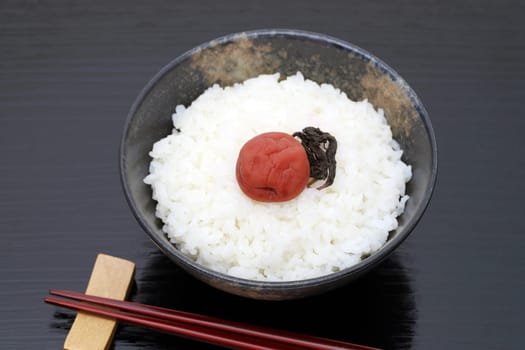 Japanese food, Umeboshi pickled salt plum on white rice