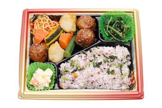 Japanese bento lunch isolated on white background