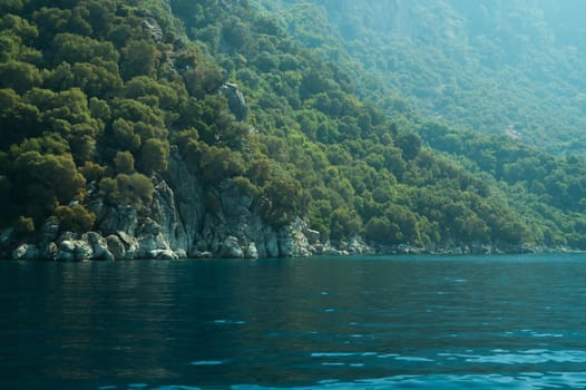 Mountain and sea coastline background