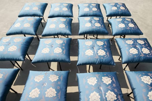 Japanese traditonal floor cushion drying in the sun
