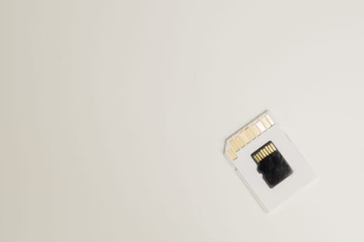 Memory cards isolated on white background. Sd card and copy space