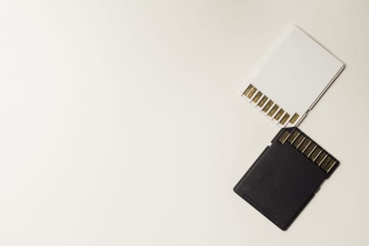 Memory cards isolated on white background. Sd card and copy space