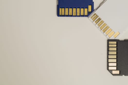 Memory cards isolated on white background. sd card and copy space