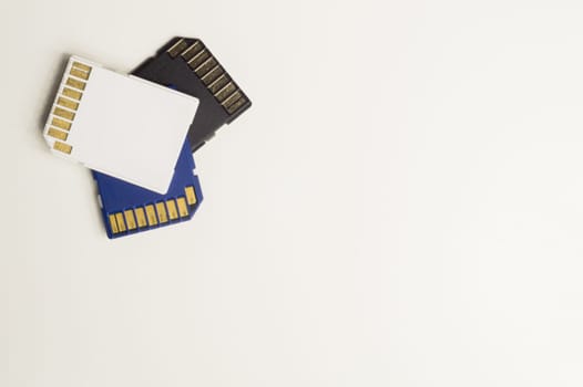Memory cards isolated on white background. Sd card and copy space