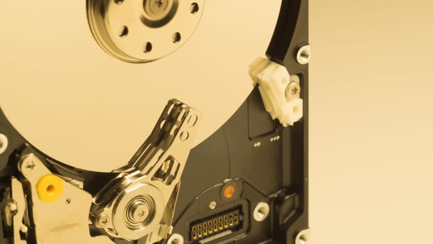 Hdd. open hard disk drive. The concept of data storage. data array. hard drive from the computer. hdd with mirror effect