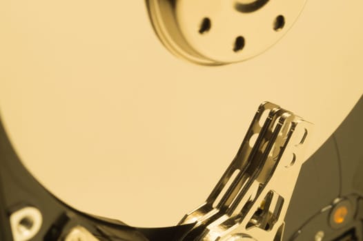Hdd. open hard disk drive. The concept of data storage. data array. hard drive from the computer. hdd with mirror effect