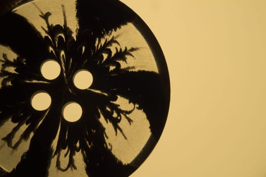 Transparent button with pattern. macro view. black silhouette
