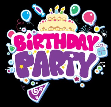 birthday party cake celebration ballon fun colorful illustration