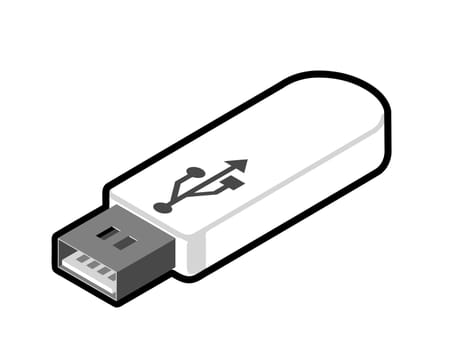 flash drive white digital information technology plug transfer illustration