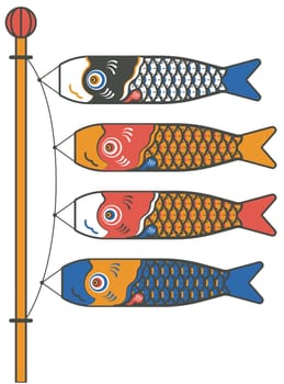 japan carp koinobori illustration wind culture tradition