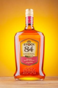 Bottle of original brandy Stock 84. It has been produced since 1884. It is distributed by Stock Polska.