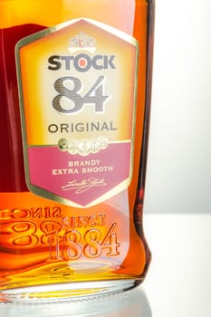 Bottle of original brandy Stock 84. It has been produced since 1884. It is distributed by Stock Polska.