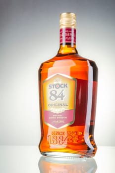 Bottle of original brandy Stock 84. It has been produced since 1884. It is distributed by Stock Polska.