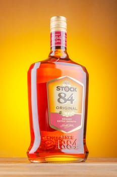 Bottle of original brandy Stock 84. It has been produced since 1884. It is distributed by Stock Polska.